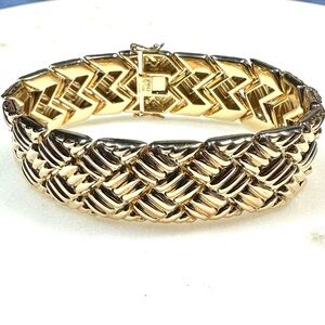 Ross-Simons Yellow Gold over Sterling Silver Quilted Basketweave 20mm Bracelet